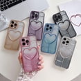 thumbnail image 2 of Love Heart Glitter Bling Gradient Electroplated Clear TPU Case for Women Girls Compatible with iPhone Case (iPhone 12 Pro,Blue), 2 of 7