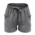 thumbnail image 4 of Linen Shorts Women 2026 Summer Outfits Linen Cotton Blend Pants Summer Beach Vacation Clothes High Waisted Wide Leg Beach Short with Pockets Casual Loose Outfits 2026 Boho Travel Pants M, 4 of 9