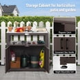 thumbnail image 4 of Feasto Garden Potting Bench with Storage Cabinet, Stainless Steel Tabletop Outdoor Gardening Workstation, Brown, 4 of 10