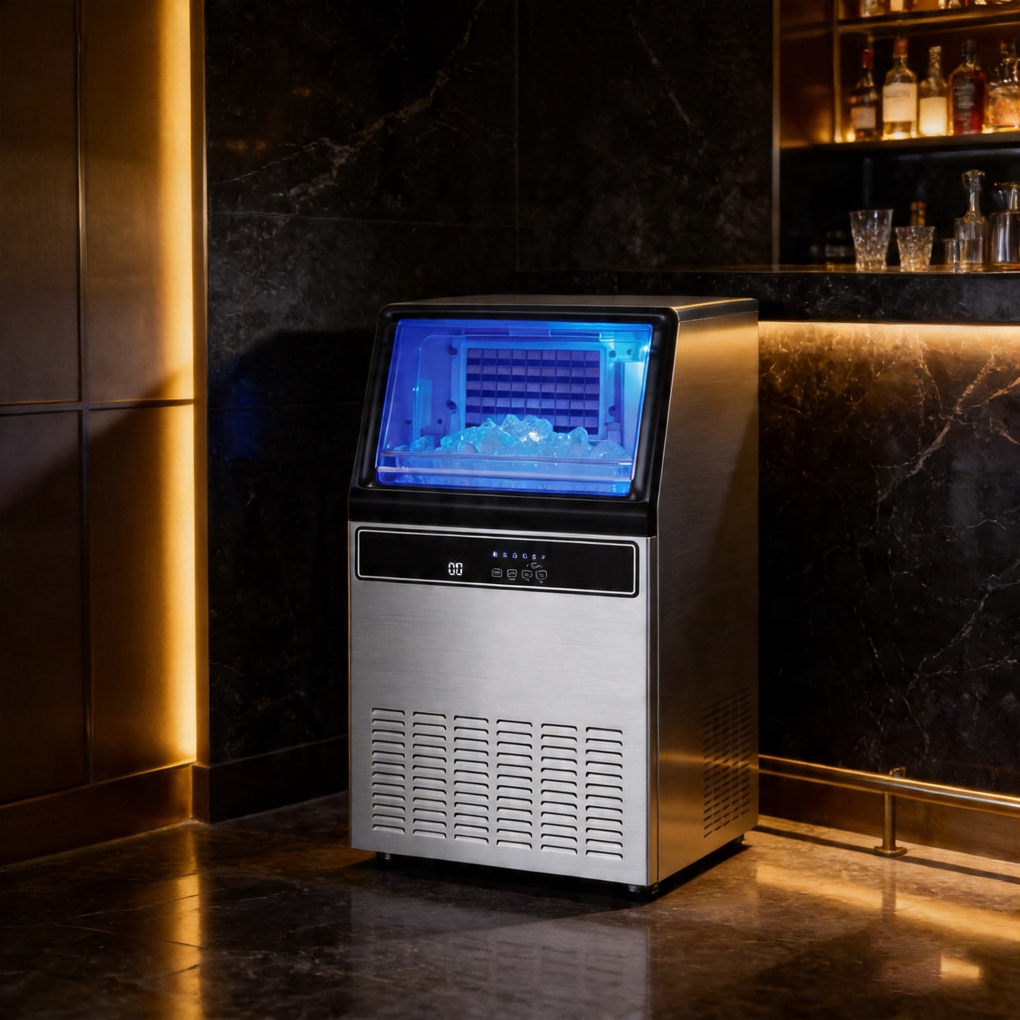 LUYUN Commercial Ice Maker 130LBS/Day Under Counter Stainless Steel