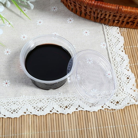 50Pcs Disposable Plastic Clear Sauce Chutney Cups Boxes With Lid Food Takeaway Hot (4oz)