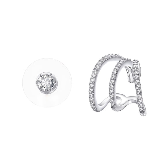 Yoursfs Ear Cuffs Crystal Zircon Stone Clip Earring For Women 18K White Gold Plated Asymmetry Hoop Stud Earrings Sets Luxury Jewelry Gifts
