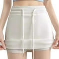 thumbnail image 5 of Bovxnpu Women Skirt Women's Sweat Mini Skirt Drawstring Sports Skater Skirt Basic Casual High Waisted Mini Skirts Beach Vacation Summer Outfits, 5 of 5
