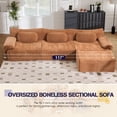 thumbnail image 4 of Muumblus Modular Sectional Sofa with Movable Ottoman, Oversized L-Shaped Cloud Sofa with Chaise, Boneless Deep Seat Living Room Couch, Orange Chenille, 4 of 12