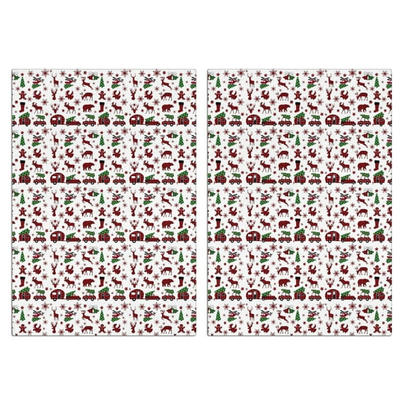 2 Pcs Funny Kitchen Towels,White Christmas Animal and Car Pattern Microfiber Dish Towels,Kitchen Tea Towels,Kitchen Towel Set (18" X 26")