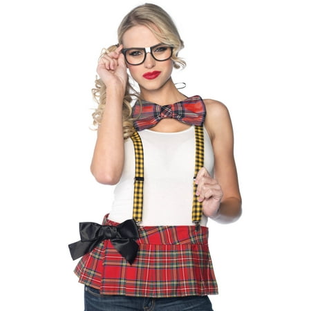 Leg Avenue 3 Piece Nerd Costume Kit Includes Suspenders Bow Tie and Glasses, Multicolor, One Size