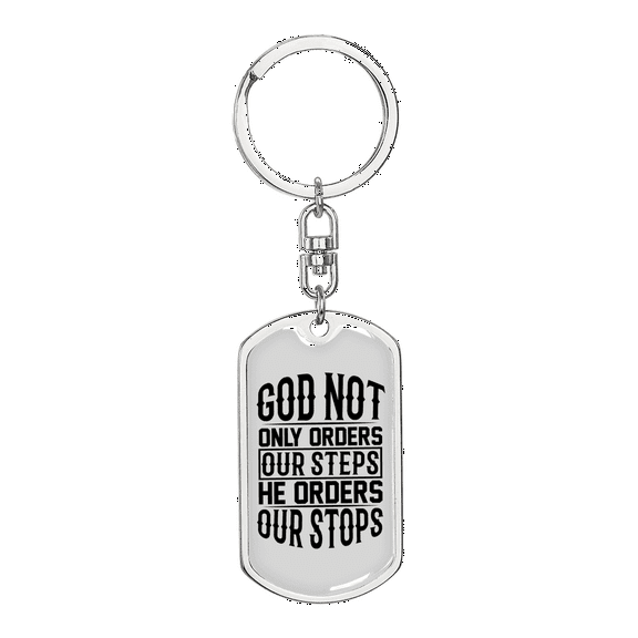He orders Our Stops Stainless Steel or 18k Gold Premium Swivel Dog Tag Keychain