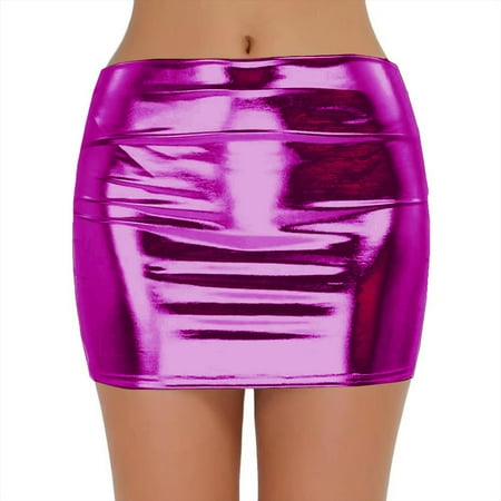 Low Waist Carnival Mini Pocket Wrap Hip Skirt Ndbuld Sales Today Clearance Women Fashion Sexy Glitter Dress Nightclub Bag Hip Skirt Hot Pink 2XL