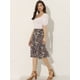 thumbnail image 2 of Falda Midi Fluida Con Cintura Elástica Y Volantes Con Estampado Floral Para Mujer Negro Floral S, 2 of 5
