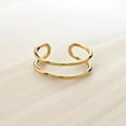 thumbnail image 3 of Statement Double Band Adjustable Ring – Elegant Open Cuff Ring in Sterling Silver & Gold Vermeil, Minimalist Women’s Jewelry Ring Size- 11.25, 3 of 4
