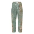 thumbnail image 4 of Bovemsi Womens Pants Women's Elastic Belt With Pocket Trousers Side Cropped Loose Casual Printed Straight Travel Pants, 4 of 4