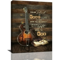 Christian Guitar Wall Art Rock Music Guitar Wall Decor Musical Pictures Artwork Inspirational Quotes Canvas Prints Music Room Decor For Music Studio Bedroom Living Room Bathroom Framed 12"x16"