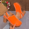 thumbnail image 4 of Modisza Chunky Heel Sandals for Women Platform Closed Toe Ankle Strap Mules Wide Width Wedge Slide Shoes with Hook and Loops Orange 9, 4 of 6