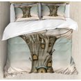 thumbnail image 1 of Cloud King Size Duvet Cover Set, Tree in the Sky with a Winter Welcome Sign Fantastic House, Decorative 3 Piece Bedding Set with 2 Pillow Shams, Pale Sage Green Brown Pale Peach, by Ambesonne, 1 of 3