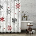 thumbnail image 3 of 72x72 Red Christmas Snowflakes Shower Curtains for Winter Grey Merry Xmas Its Cold Outside Bath Bathroom Decors Silver Glitter Sparkle Home Fabric Waterproof Shower Curtain Set with 12 Hooks, 3 of 5