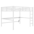 thumbnail image 6 of Queen Size Metal Loft Bed with Desk, Sturdy Noise-Free High Loft Bed with Power Outlet and LED Lighted, Safety Guardrails, pace-Saving Loft Bedframe for Adults, Teens, White, 6 of 6