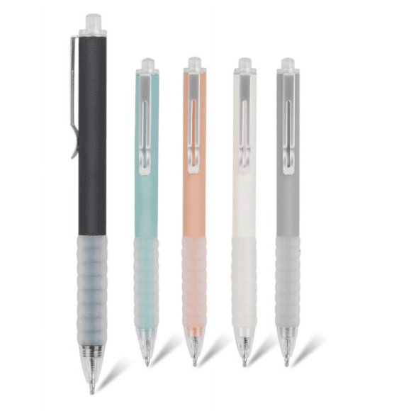 Medium Point 1mm Black Ink Pens with Ultra-Comfort Grip, Retractable for Office & Daily Use, Set of 5 Smooth Writing Bliss