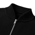 thumbnail image 4 of Fmbrln Mens Quarter Zip Sweatshirt Ribbed Stand Collar Long Sleeve Shirts Fall Winter Solid Color Fashion Casual Pullover Tops with Pocket Black M, 4 of 6
