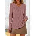 thumbnail image 5 of PRETTYGARDEN Women's Long Sleeve Shirts Fall Fashion Clothes Casual Ribbed V Neck Loose Tunic Tops Lightweight Sweaters, 5 of 10