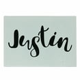 thumbnail image 1 of Justin Cutting Board, Modern Calligraphy with Popular Male Name Monochrome Hand Lettering Pattern, Decorative Tempered Glass Cutting and Serving Board, Small Size, Black and White, by Ambesonne, 1 of 1