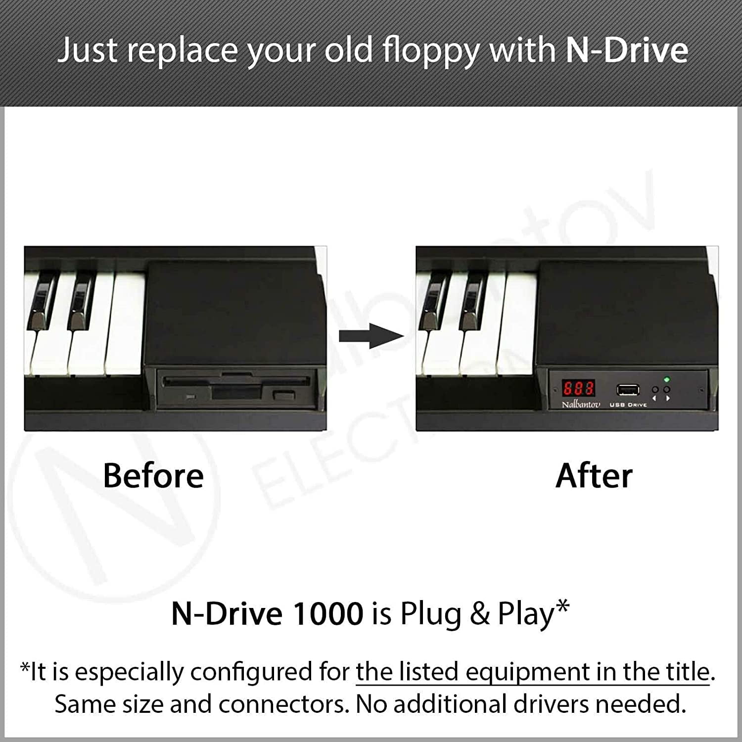 Floppy Disk USB Emulator Nalbantov N-Drive 1000 for AKAI MPC-2000 XL + OS 1.2