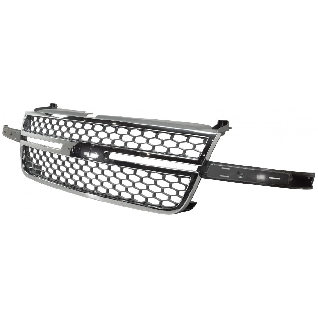 For Chevy Silverado 3500 Classic Grille Assembly 2007 | Honeycomb | Plastic | Chrome Shell / Painted Gray | w/o Center Bar | HD Model | GM1200546 | 12335956