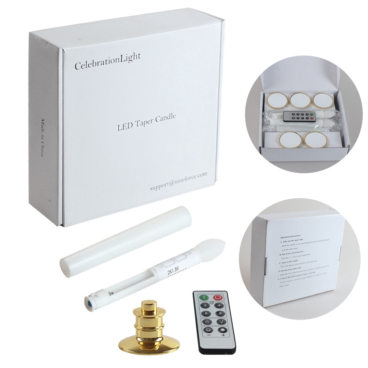 Gamexcel Flameless LED Window Candle Lights, Gold Base, Remote Timer, Warm White, 6 Count