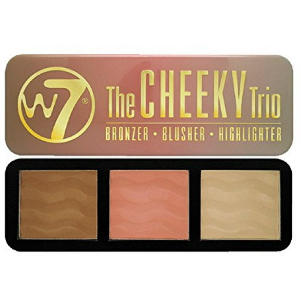 W7 The Cheeky Trio Bronzer, Blusher & Highlighter Powder Palette 0.74 oz
