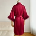 thumbnail image 5 of Robes Women Satin Robe Feather Trim Light Lounge Robes for Women Valentine's Day Night Robes for Women, 5 of 5
