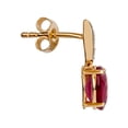 thumbnail image 2 of 10k Yellow Gold Genuine Oval Ruby and Diamond Drop Earrings, 2 of 5
