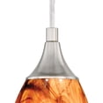 thumbnail image 2 of Mini Pendant Light - Satin Nickel Ceiling Light with Amber Fire Glass Shade, 2 of 3