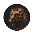 thumbnail image 3 of Fire King Tiger Face Art 2-in-1 Foldable Picnic Blanket Tote Bag Shoulder Handbag, Large Circular Outdoor Mat for Beach Camping Park, 3 of 5