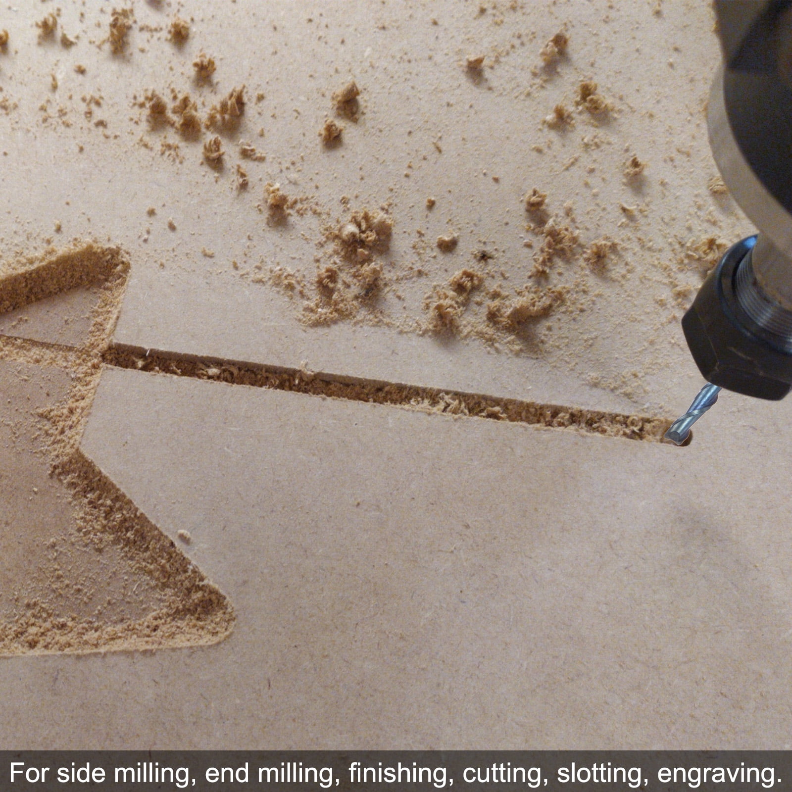 Uxcell Spiral Router Bit 1/16" Dia 1/4" Shank Up Cut 2 Flutes Blue Nano Coated CNC End Mill Milling Bits