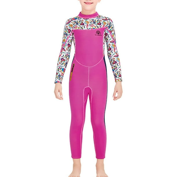 Eigraketly Trajes de neopreno para niños traje de buceo ultrafino engrosamiento mantener el calentamiento 2,5 MM traje de baño para jóvenes Deportes acuáticos Rosado S