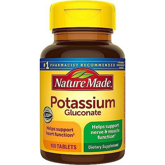 Nature Made Potassium Gluconate 550 mg, Dietary Supplement for Heart Health Support, 100 Tablets, 100 Day Supply