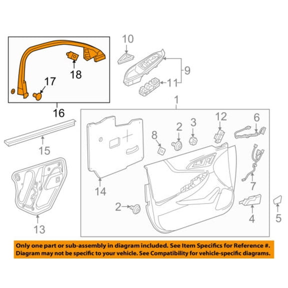 Chevrolet GM OEM 16-18 Malibu-Door Interior Trim Panel-Upper Left 23332214