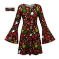 thumbnail image 1 of Ensemble de Cour pour Usage Quotidien Élégant Robe Hippie Disco des Années 70 avec Foulard et Robe Imprimée, 1 of 4