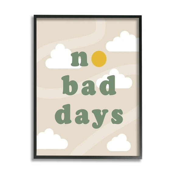 Stupell Industries No Bad Days Minimal Inspirational Painting Black Framed Art Print Wall Art, 11 x 14