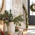 thumbnail image 3 of White Glitter Faux Berry Stems with Beaded Design, 15.7 Inch Artificial Christmas Picks for Tree and Vase Decoration, 3 of 4