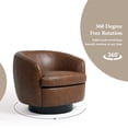 thumbnail image 4 of UIXE PU Leather Swivel Barrel Accent Chair, Comfy Round Upholstered Armchair Reading Chair for Living Room, Barrel Club Chairs Bedroom, Brown, 4 of 7