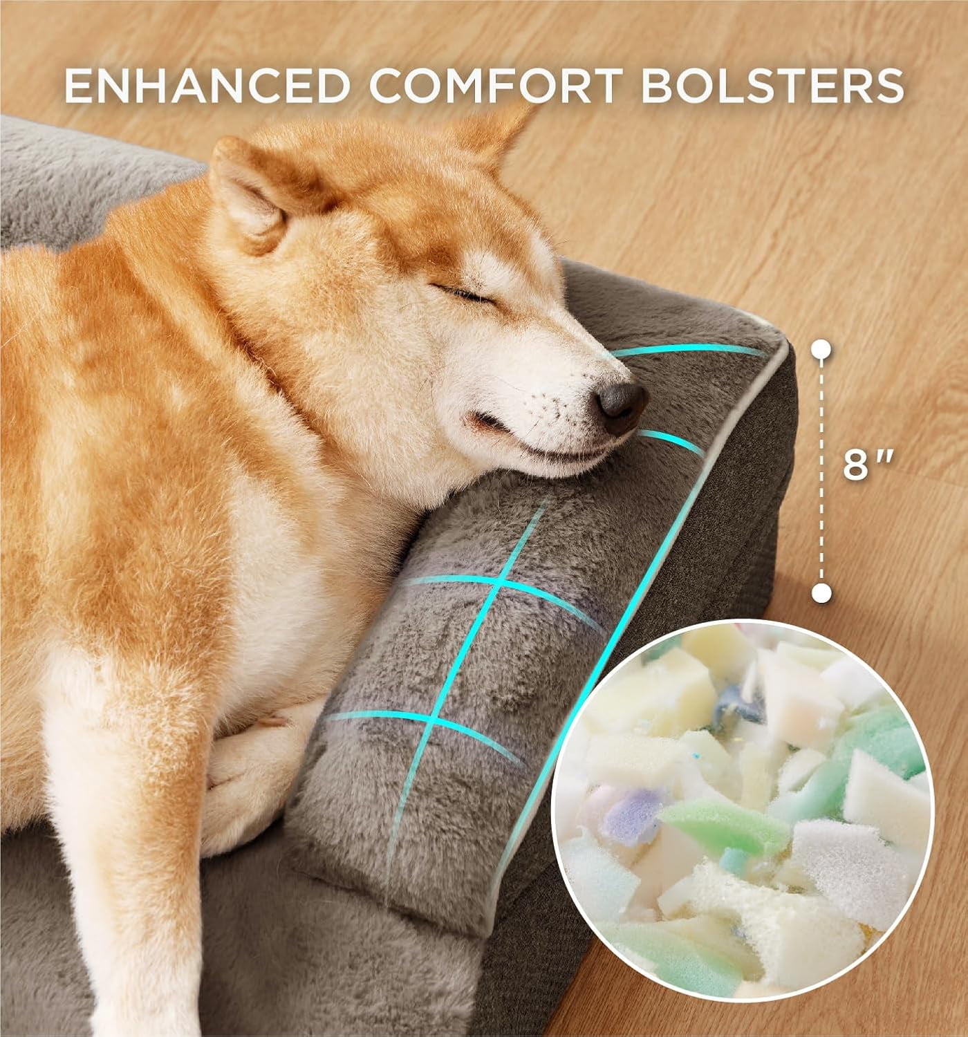 Orthopedic Dog Bed for Extra Large Dogs, Supportive Foam XL Pet Bed Sofa with Washable Removable Cover, Waterproof Large Dog Couch Bed, Non-Slip Bottom and Egg-Crate Foam, Brown