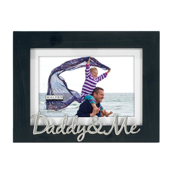 Daddy  Me Script Matted Black Picture Frame Holds 4" x 6" or 5" x 7" Photo
