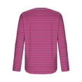 thumbnail image 7 of JUSLIO Button-Up Womens Shirts Striped Graphic Blouses Fashion Long sleeve V Neck Blouses Purple S, 7 of 7