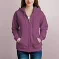 thumbnail image 6 of Women's Zipper Hoodie Cotton Blend Hooded Pocket Sweatshirt 11 Colors, 6 of 12