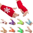 thumbnail image 3 of Hamky Gloves for Women Cotton Gloves Women'S Snow Embroidered Coloured Knitted Half Finger Christmas Warm Gloves Fingerless Gloves Warm Gloves H A, 3 of 3