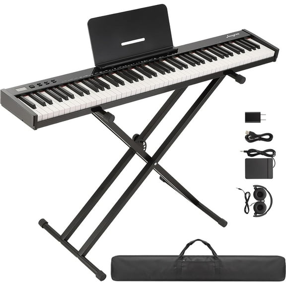 Digital Piano 88 Key Full Size Semi Weighted Electronic Keyboard Piano Set,Portable Electric Piano with Stand,Headphones, Pedal,Handbag,Bluetooth, Usb Midi,Electric Keyboard Piano for Beginners