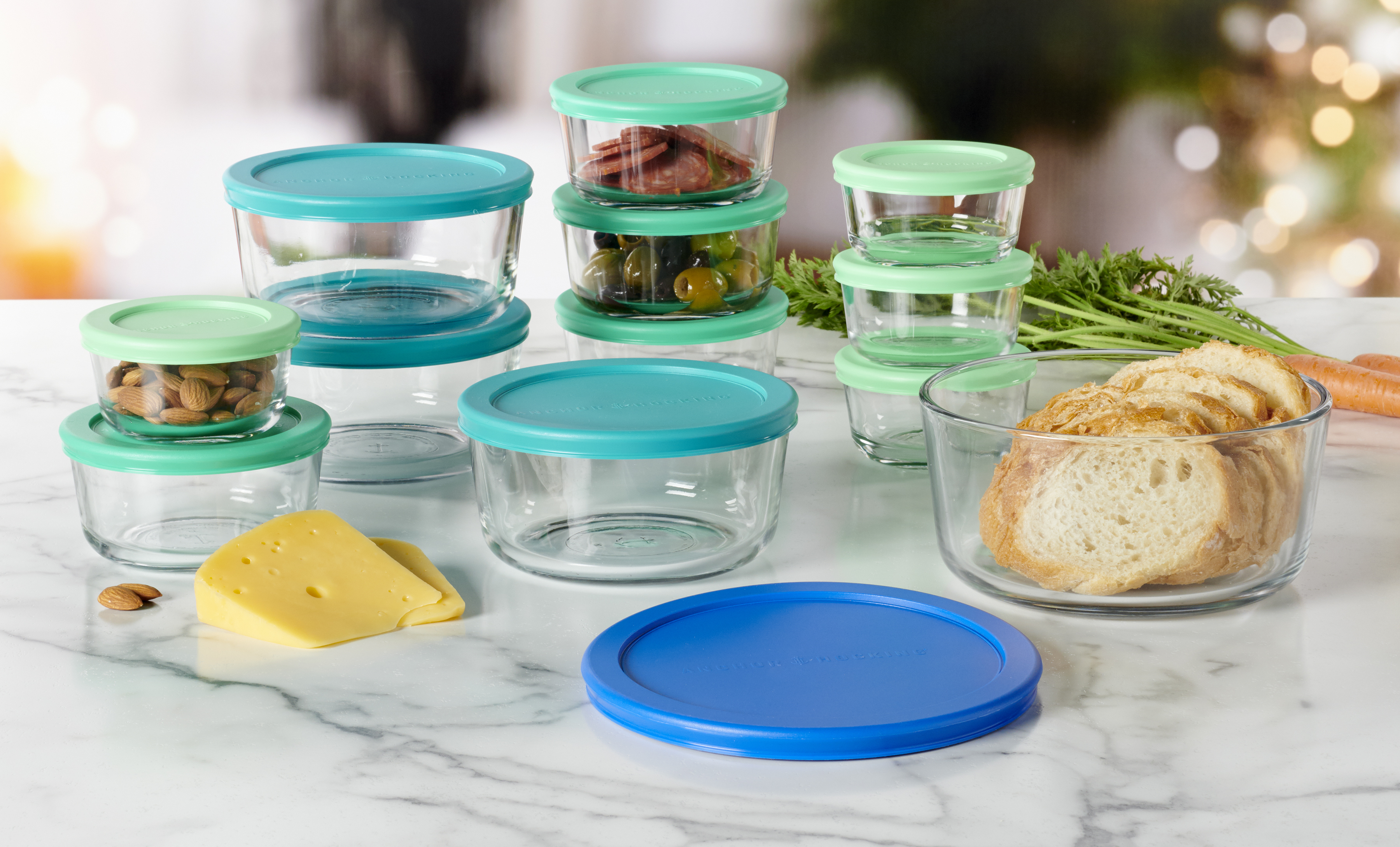 Anchor Hocking Clear Glass Food Storage Glass Set with SnugFit™ Multicolor Lids, 24 Piece Set - image 3 of 10