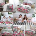 thumbnail image 6 of Pink Tulip Flower Full Size Comforter Set, Spring Floral Black White Plaid Green Leaf Bedding for All Seasons, 4 Pcs Bed Set, 1Quiltcover (86"x86") ,1Sheet(80"x116"), 2Pillowcases (30"x20"), 6 of 9