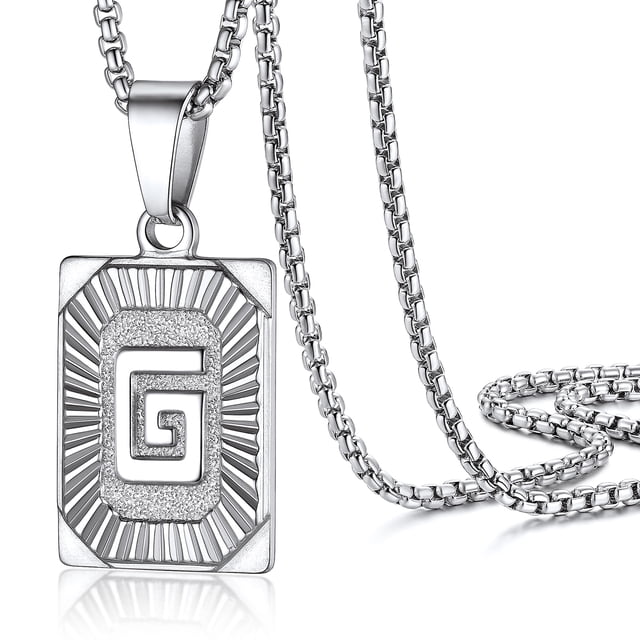 Collar con colgante inicial PROSTEEL Acero inoxidable letra G Plata