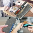 thumbnail image 6 of Wallet Case with Card Holder for iPhone Xs Max,Premium PU Leather Flip Case with Snap Button,Protective Bumper Phone Cover[Shockproof] Back Flip Cover with Lanyard Card Pocket-Grey, 6 of 13